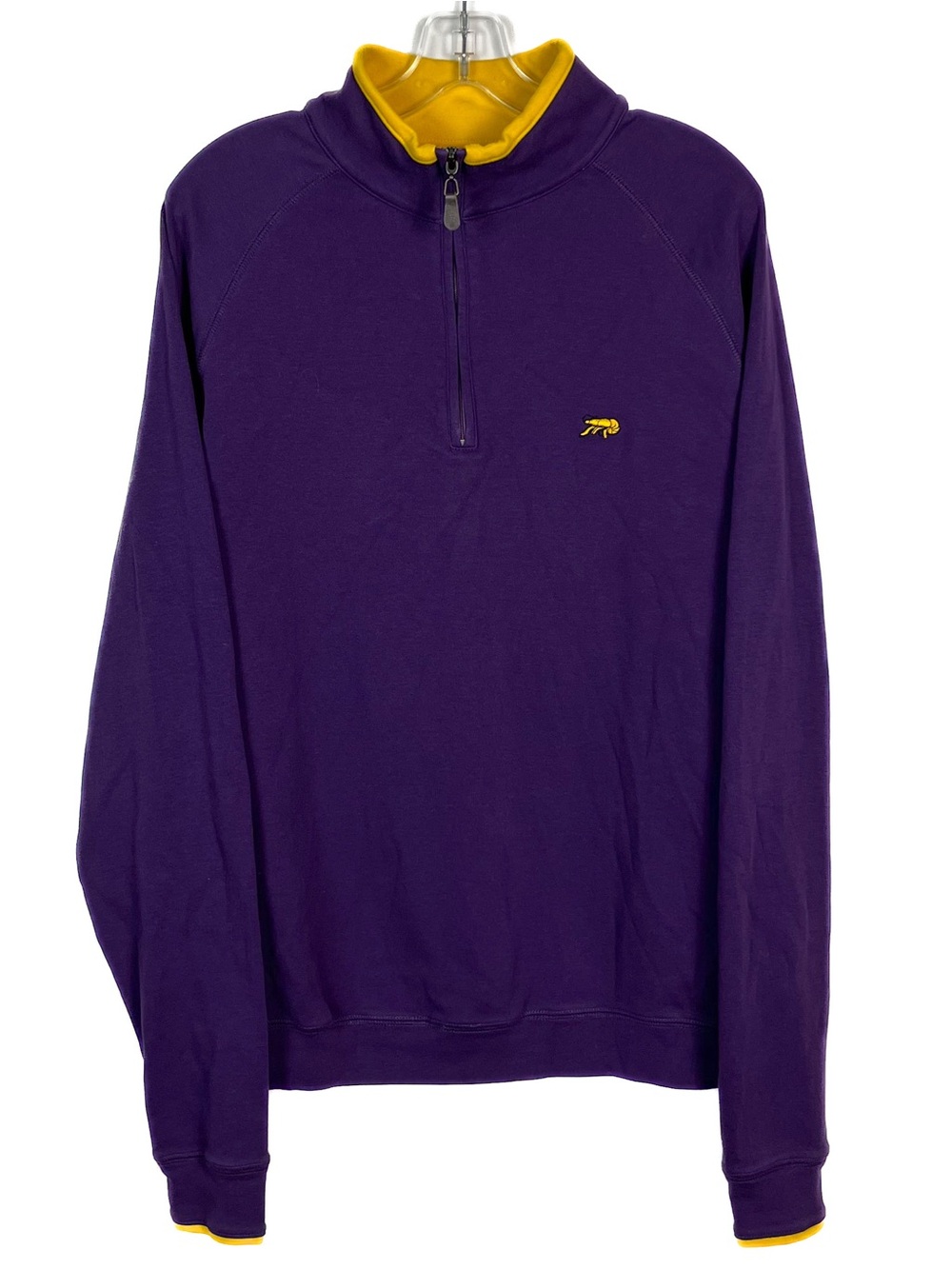 Perlis 1/4 Zip Sweater Crawfish Men’s Medium Pullover Purple New Orleans EUC
